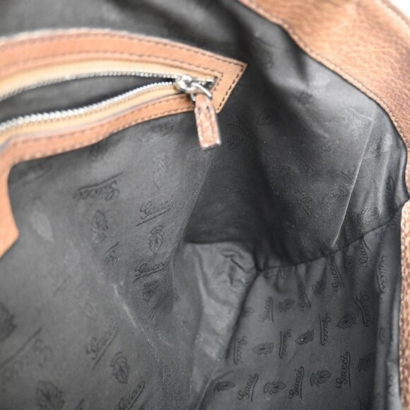 GUCCI Logo GG Pattern Shoulder Tote Bag Bamboo Canvas Leather Brown 36EF407 - Picture 11 of 16